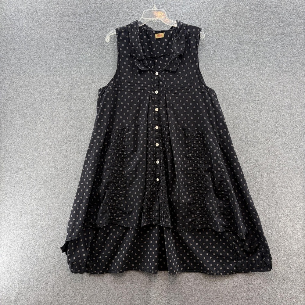 Tulip Clothing Dress Large Black Polka Dot HiLow Lagenlook Art Swing Tunic Shirt